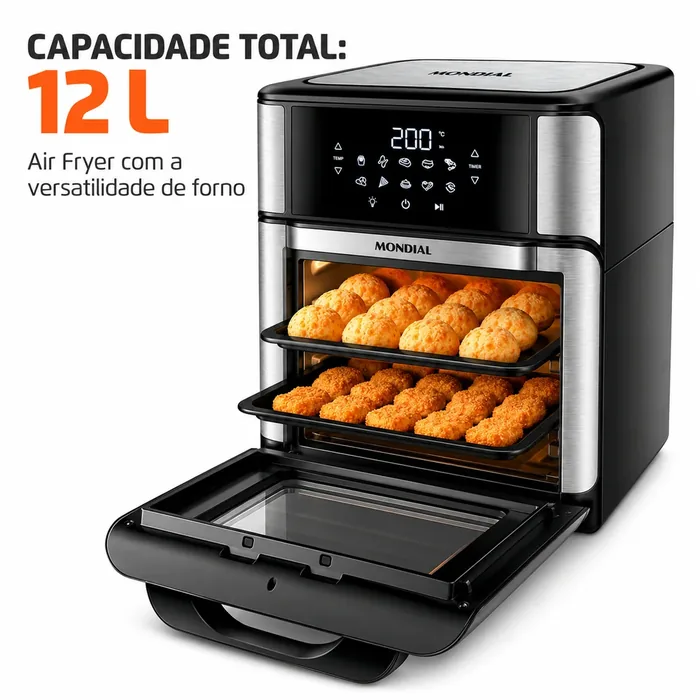 Foto 2 — Air Fryer Forno 12L Mondial AFON-12L-BI